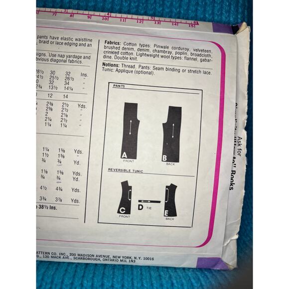 Simplicity 7691 pattern girls pants reversible tunic size 14 - Picture 5 of 5